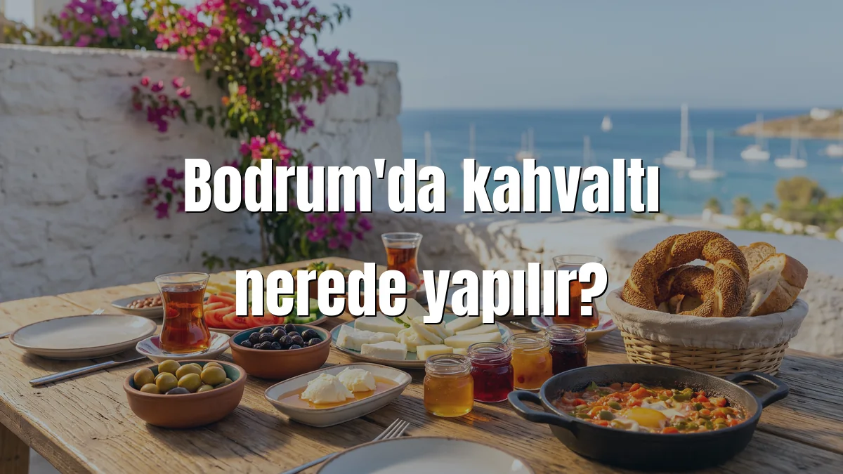 Bodrum'da deniz manzaralı terasta serpme Türk kahvaltısı - Bodrum kahvaltı mekanları
